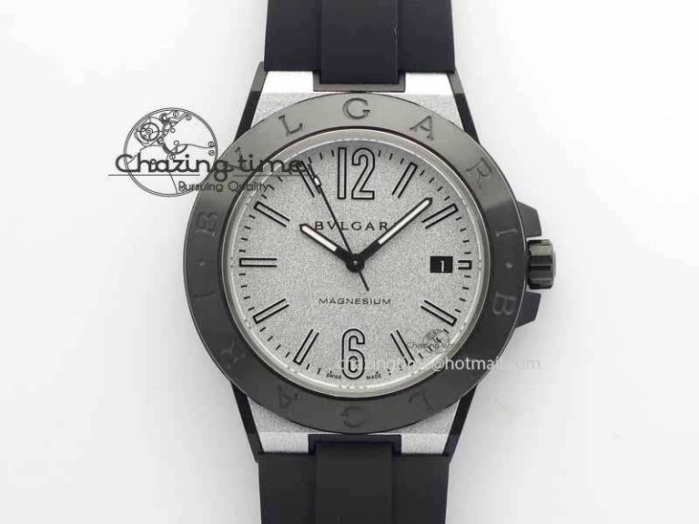 Diagono Magnesium PVD GF 1:1 Silver Textured Dial On Black Rubber Strap MIYOTA Tailored 5835