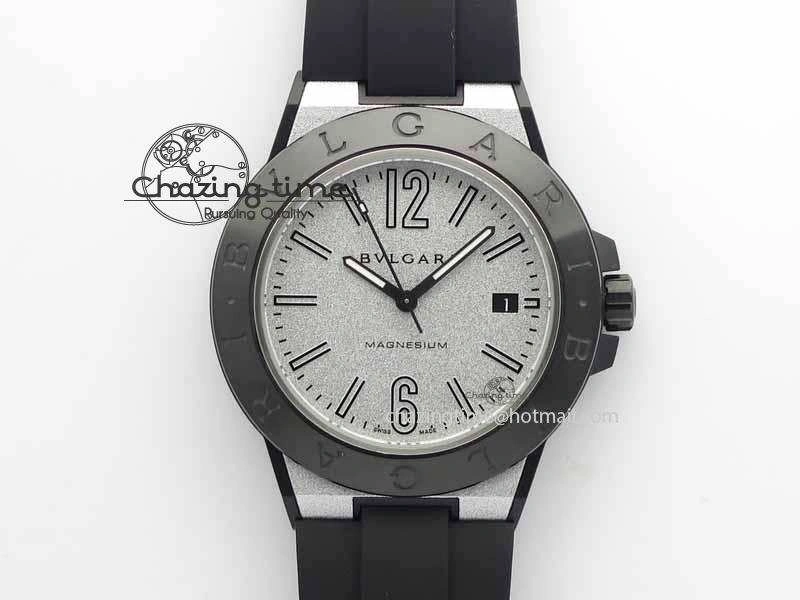 Diagono Magnesium PVD GF 1:1 Silver Textured Dial On Black Rubber Strap MIYOTA Tailored 5835