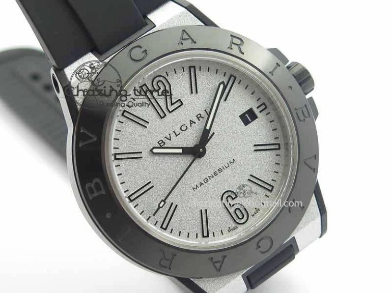 Diagono Magnesium PVD GF 1:1 Silver Textured Dial On Black Rubber Strap MIYOTA Tailored 5835