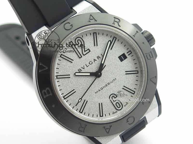 Diagono Magnesium PVD GF 1:1 Silver Textured Dial On Black Rubber Strap MIYOTA Tailored 5835
