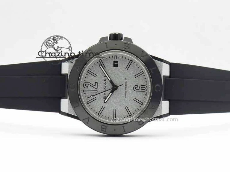 Diagono Magnesium PVD GF 1:1 Silver Textured Dial On Black Rubber Strap MIYOTA Tailored 5835
