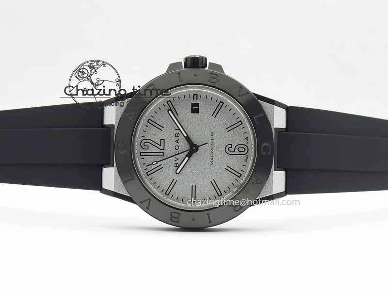 Diagono Magnesium PVD GF 1:1 Silver Textured Dial On Black Rubber Strap MIYOTA Tailored 5835