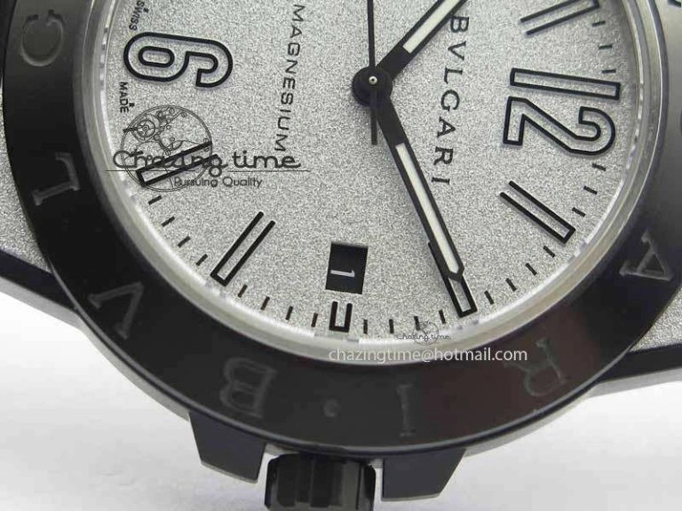 Diagono Magnesium PVD GF 1:1 Silver Textured Dial On Black Rubber Strap MIYOTA Tailored 5835