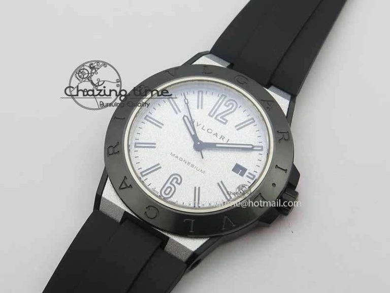 Diagono Magnesium PVD GF 1:1 Silver Textured Dial On Black Rubber Strap MIYOTA Tailored 5835