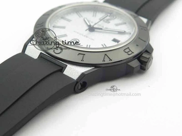 Diagono Magnesium PVD GF 1:1 Silver Textured Dial On Black Rubber Strap MIYOTA Tailored 5835