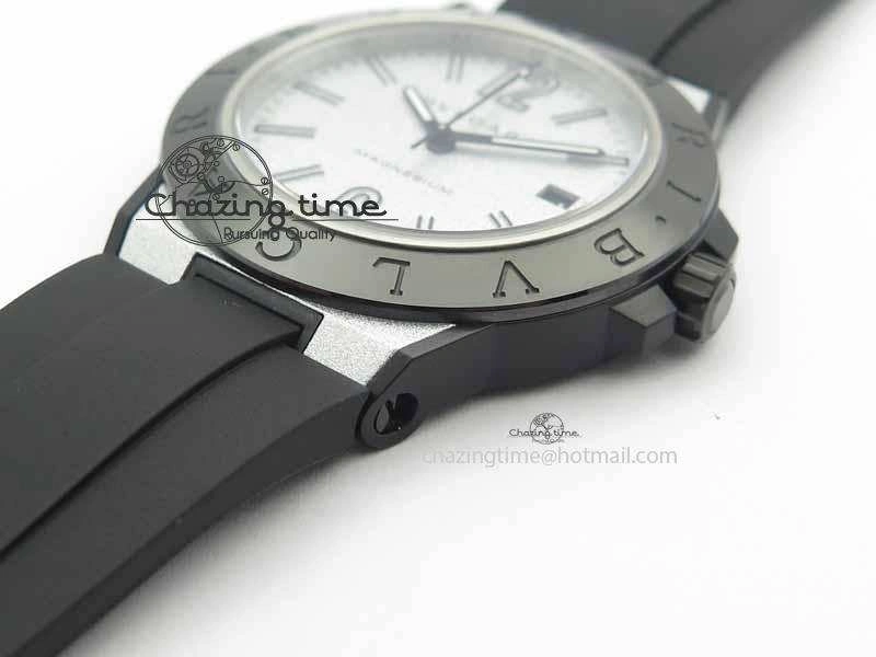 Diagono Magnesium PVD GF 1:1 Silver Textured Dial On Black Rubber Strap MIYOTA Tailored 5835