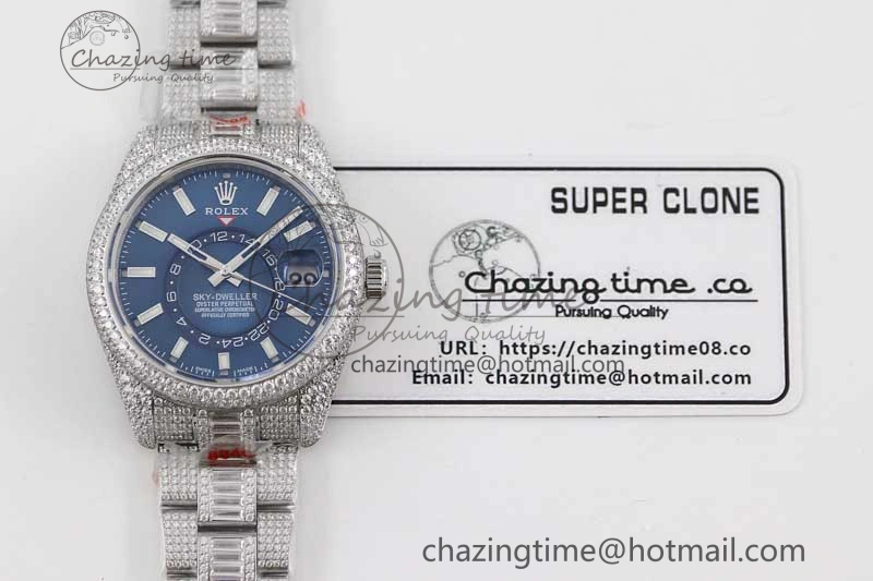 Breathable Diamond Skydweller SS TWF Best Edition Blue Dial on SS Bracelet 23J to 2340