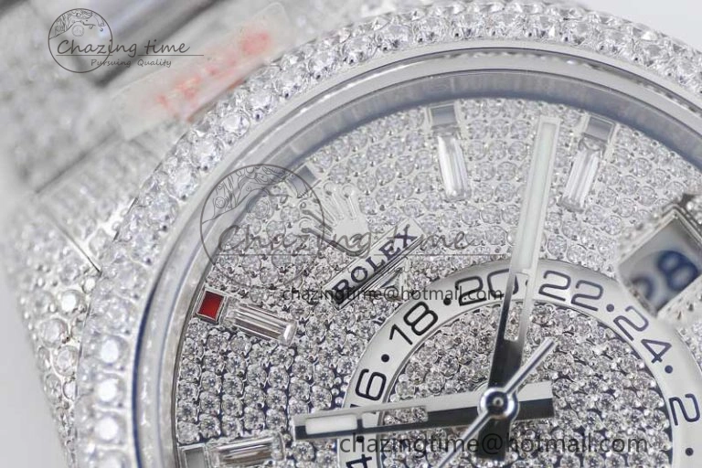 Functional Diamond Skydweller SS TWF Best Edition Full Diamond Dial on SS Bracelet 23J to 2341