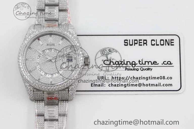 Functional Diamond Skydweller SS TWF Best Edition Full Diamond Dial on SS Bracelet 23J to 2341