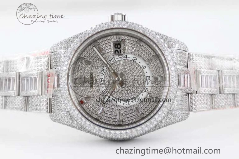 Functional Diamond Skydweller SS TWF Best Edition Full Diamond Dial on SS Bracelet 23J to 2341