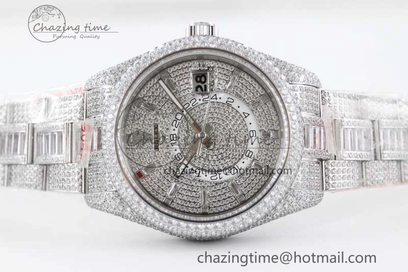 Functional Diamond Skydweller SS TWF Best Edition Full Diamond Dial on SS Bracelet 23J to 2341