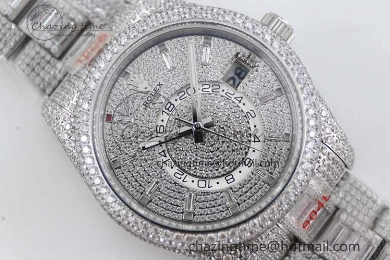 Functional Diamond Skydweller SS TWF Best Edition Full Diamond Dial on SS Bracelet 23J to 2341