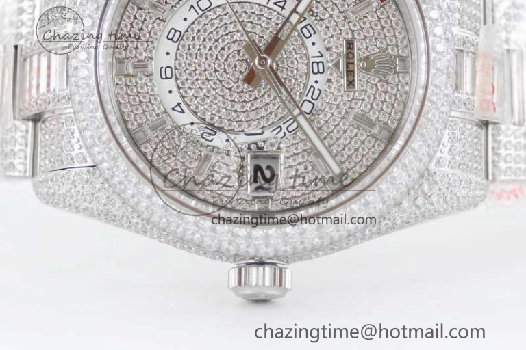 Functional Diamond Skydweller SS TWF Best Edition Full Diamond Dial on SS Bracelet 23J to 2341