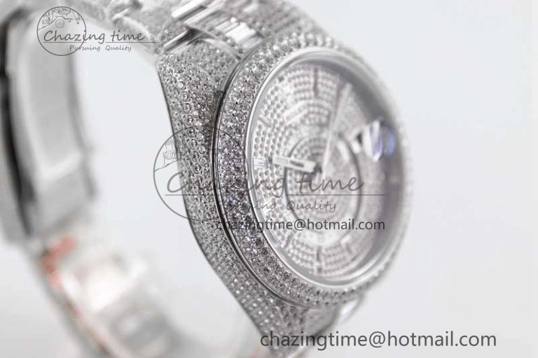 Functional Diamond Skydweller SS TWF Best Edition Full Diamond Dial on SS Bracelet 23J to 2341