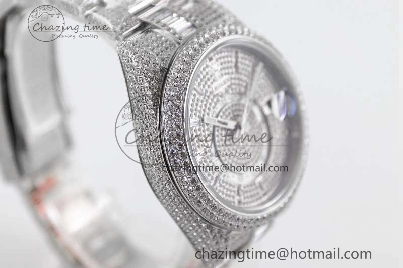Functional Diamond Skydweller SS TWF Best Edition Full Diamond Dial on SS Bracelet 23J to 2341