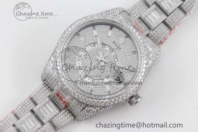 Functional Diamond Skydweller SS TWF Best Edition Full Diamond Dial on SS Bracelet 23J to 2341