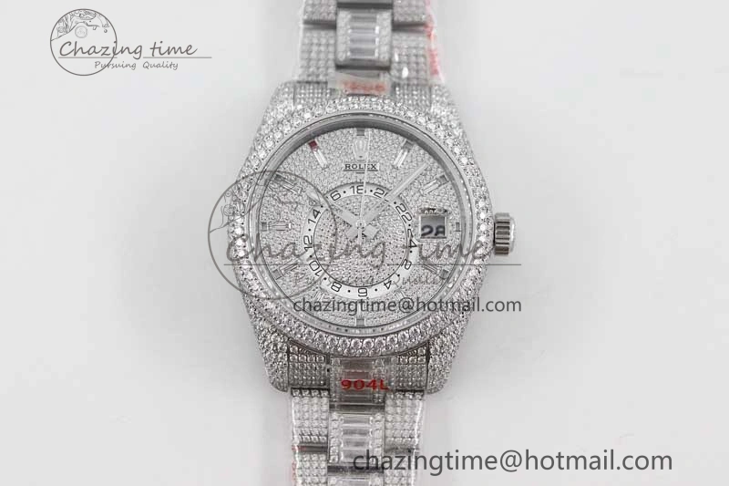 Functional Diamond Skydweller SS TWF Best Edition Full Diamond Dial on SS Bracelet 23J to 2341