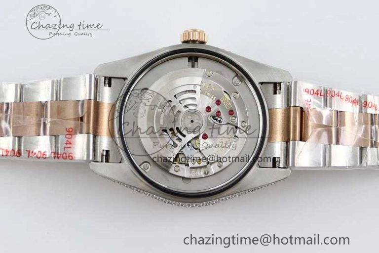 Diamond Skydweller SS RG TWF Best Edition Full Diamond Dial on SS RG Bracelet Asian 23J to TechFriendly 2344