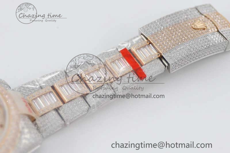 Diamond Skydweller SS RG TWF Best Edition Full Diamond Dial on SS RG Bracelet Asian 23J to TechFriendly 2344