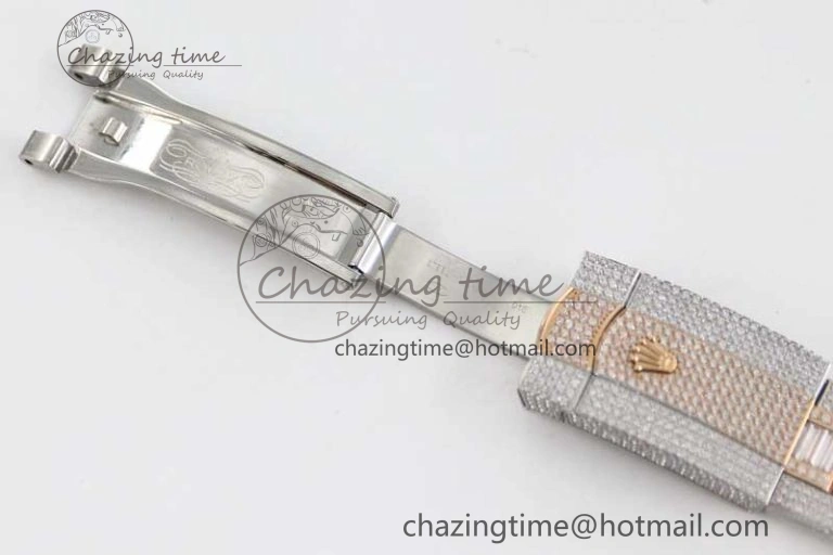 Diamond Skydweller SS RG TWF Best Edition Full Diamond Dial on SS RG Bracelet Asian 23J to TechFriendly 2344