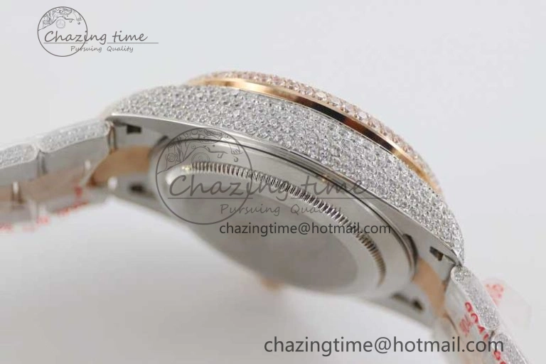 Diamond Skydweller SS RG TWF Best Edition Full Diamond Dial on SS RG Bracelet Asian 23J to TechFriendly 2344