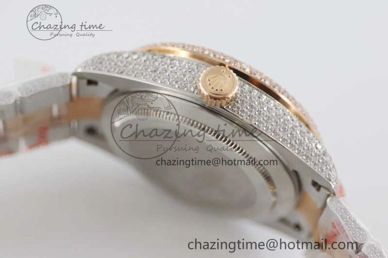 Diamond Skydweller SS RG TWF Best Edition Full Diamond Dial on SS RG Bracelet Asian 23J to TechFriendly 2344