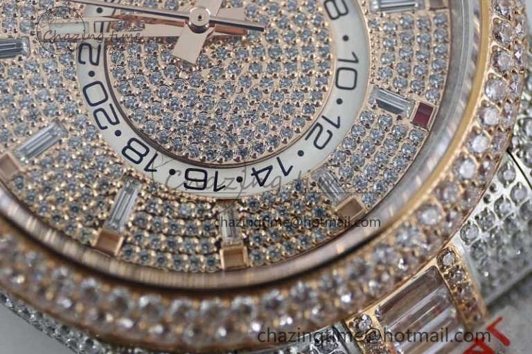 Diamond Skydweller SS RG TWF Best Edition Full Diamond Dial on SS RG Bracelet Asian 23J to TechFriendly 2344