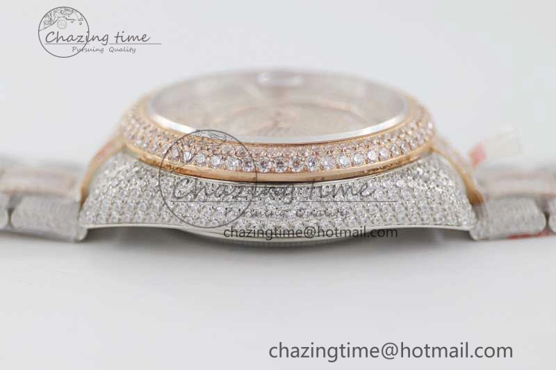 Diamond Skydweller SS RG TWF Best Edition Full Diamond Dial on SS RG Bracelet Asian 23J to TechFriendly 2344