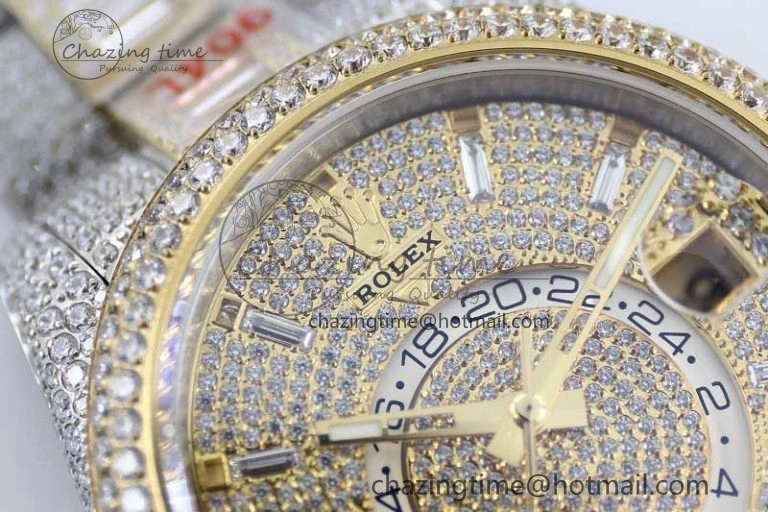 Diamond Skydweller SS YG TWF Best Edition Full Diamond Dial on SS YG Bracelet 23J to Casual 2342