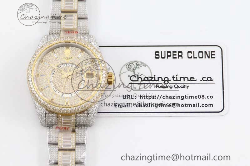 Diamond Skydweller SS YG TWF Best Edition Full Diamond Dial on SS YG Bracelet 23J to Casual 2342