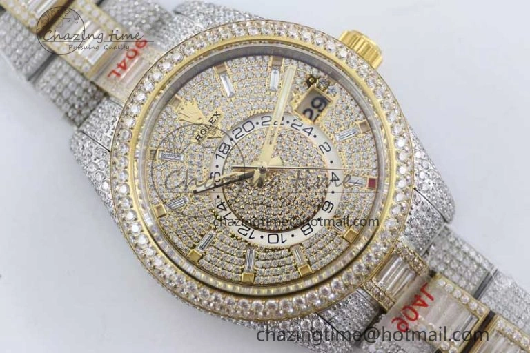 Diamond Skydweller SS YG TWF Best Edition Full Diamond Dial on SS YG Bracelet 23J to Casual 2342
