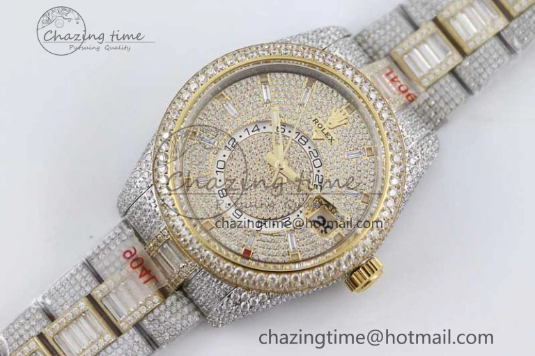 Diamond Skydweller SS YG TWF Best Edition Full Diamond Dial on SS YG Bracelet 23J to Casual 2342