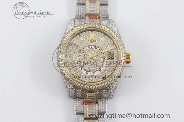Diamond Skydweller SS YG TWF Best Edition Full Diamond Dial on SS YG Bracelet 23J to Casual 2342