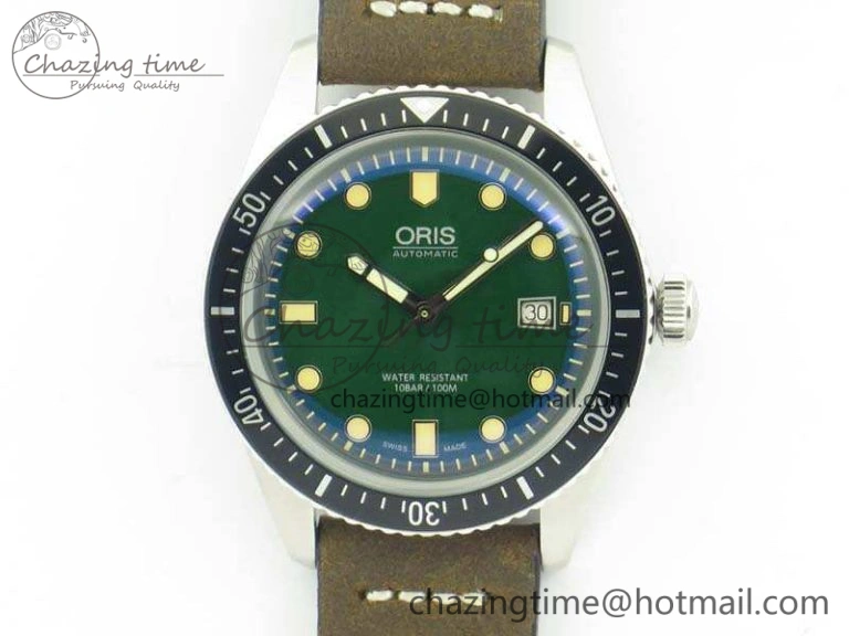 Efficient Divers 7720 SS ZZF 1:1 Best Edition Green Dial On Brown Leather Strap A 8290