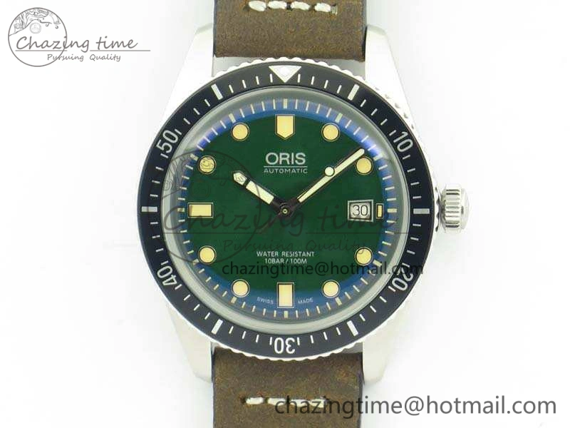 Efficient Divers 7720 SS ZZF 1:1 Best Edition Green Dial On Brown Leather Strap A 8290