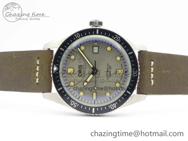Divers 7720 SS ZZF 1:1 Best Edition Sliver Gray Dial On Brown Leather Strap A Bright 8291