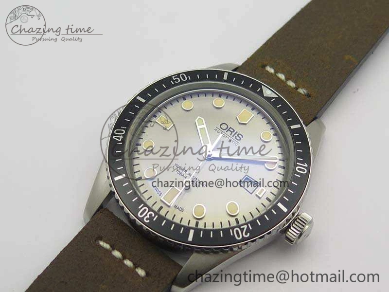 Divers 7720 SS ZZF 1:1 Best Edition Sliver Gray Dial On Brown Leather Strap A Bright 8291