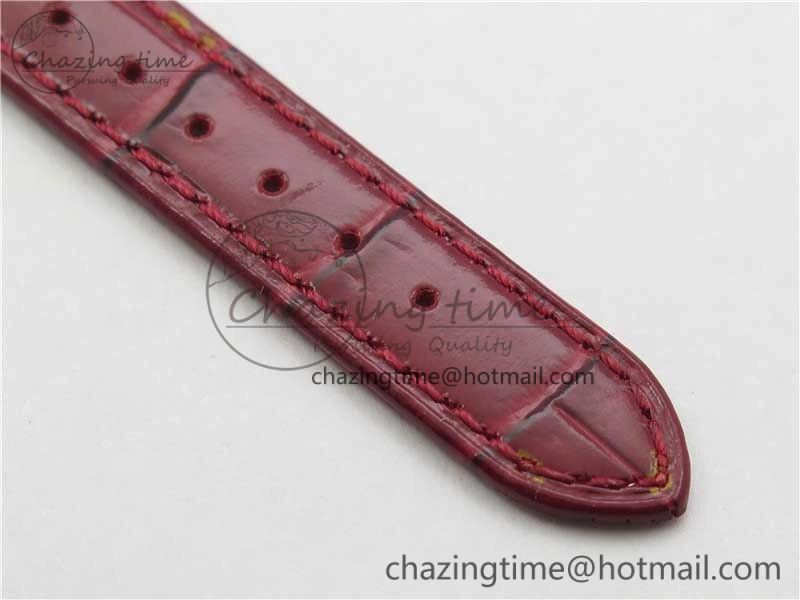 Original Doloevita SS 5055F 1:1 Best Edition Ivory White Textured Dial On Red Leather Strap Cal.L178. 7571