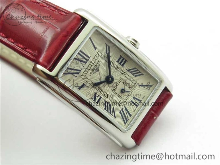 Original Doloevita SS 5055F 1:1 Best Edition Ivory White Textured Dial On Red Leather Strap Cal.L178. 7571