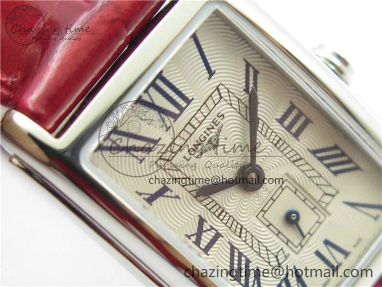 Original Doloevita SS 5055F 1:1 Best Edition Ivory White Textured Dial On Red Leather Strap Cal.L178. 7571
