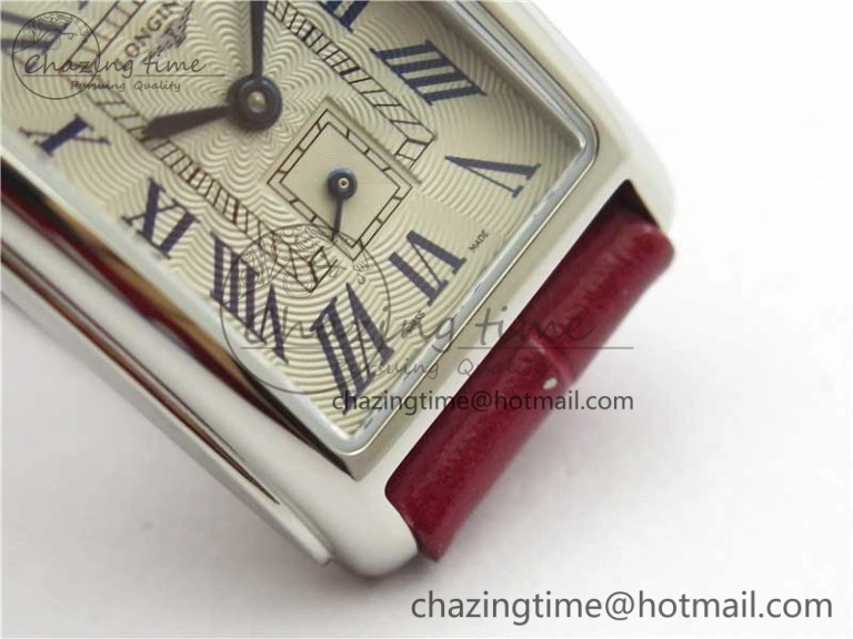 Original Doloevita SS 5055F 1:1 Best Edition Ivory White Textured Dial On Red Leather Strap Cal.L178. 7571