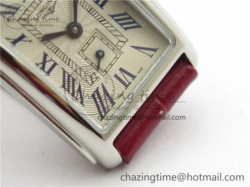 Original Doloevita SS 5055F 1:1 Best Edition Ivory White Textured Dial On Red Leather Strap Cal.L178. 7571