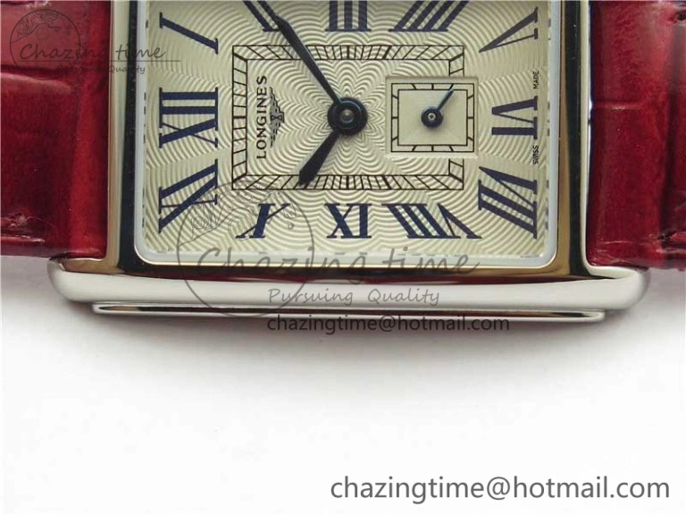 Original Doloevita SS 5055F 1:1 Best Edition Ivory White Textured Dial On Red Leather Strap Cal.L178. 7571