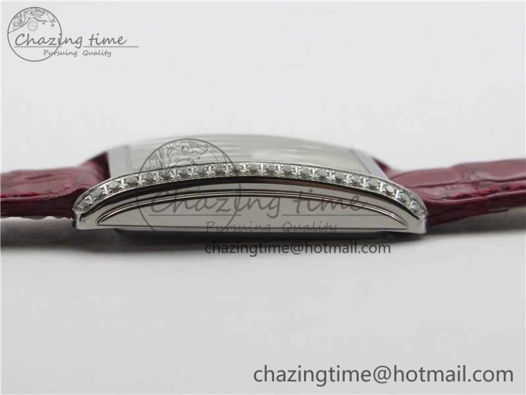 Doloevita SS Crystal Bezel 5055F 1:1 Best Edition Ivory White Textured Dial On Red Leather Strap Cal.L178. StreetReady 10447