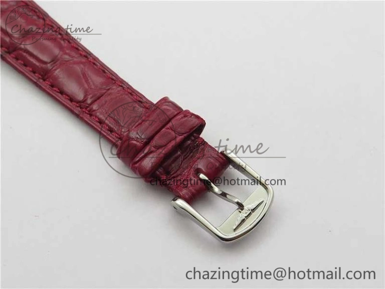 Doloevita SS Crystal Bezel 5055F 1:1 Best Edition Ivory White Textured Dial On Red Leather Strap Cal.L178. StreetReady 10447
