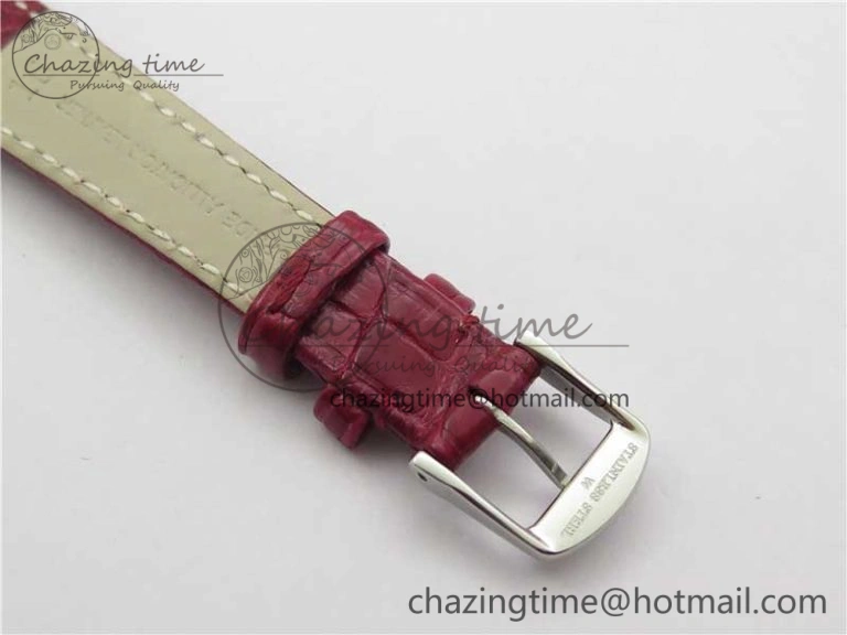 Doloevita SS Crystal Bezel 5055F 1:1 Best Edition Ivory White Textured Dial On Red Leather Strap Cal.L178. StreetReady 10447