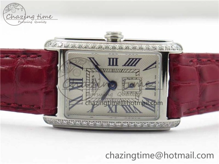Doloevita SS Crystal Bezel 5055F 1:1 Best Edition Ivory White Textured Dial On Red Leather Strap Cal.L178. StreetReady 10447