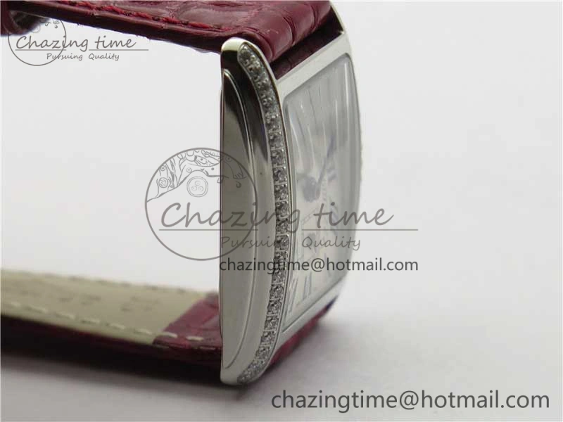 Doloevita SS Crystal Bezel 5055F 1:1 Best Edition Ivory White Textured Dial On Red Leather Strap Cal.L178. StreetReady 10447