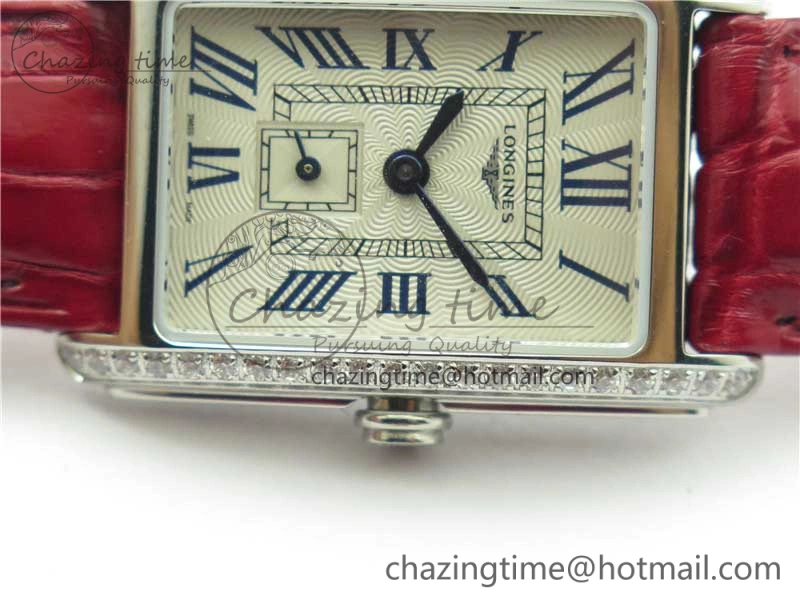 Doloevita SS Crystal Bezel 5055F 1:1 Best Edition Ivory White Textured Dial On Red Leather Strap Cal.L178. StreetReady 10447