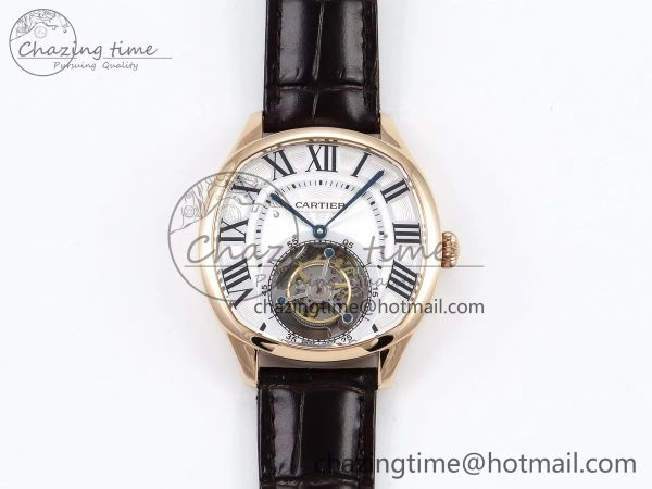 AllSeason Drive De Cartier Flying Tourbillon RG RMS Best Edition White Dial on Brown Leather Strap 5990